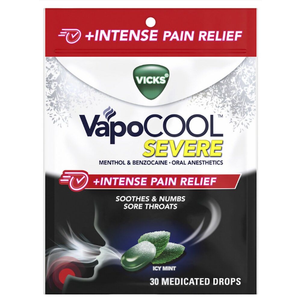 Vicks® VapoCool™ Severe Medicated Cough Drops – Wintergreen Health & Beauty Pasteur Pharmacy