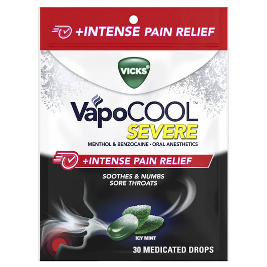 Vicks® VapoCool™ Severe Medicated Cough Drops – Wintergreen Health & Beauty Pasteur Pharmacy