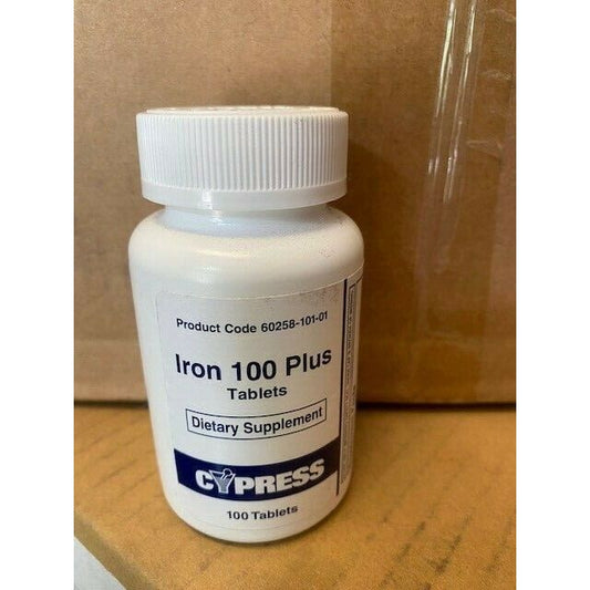Cypress Iron 100 Plus – High Potency Iron Supplement with Vitamin C & B-Complex Vitamins & Supplements Pasteur Pharmacy