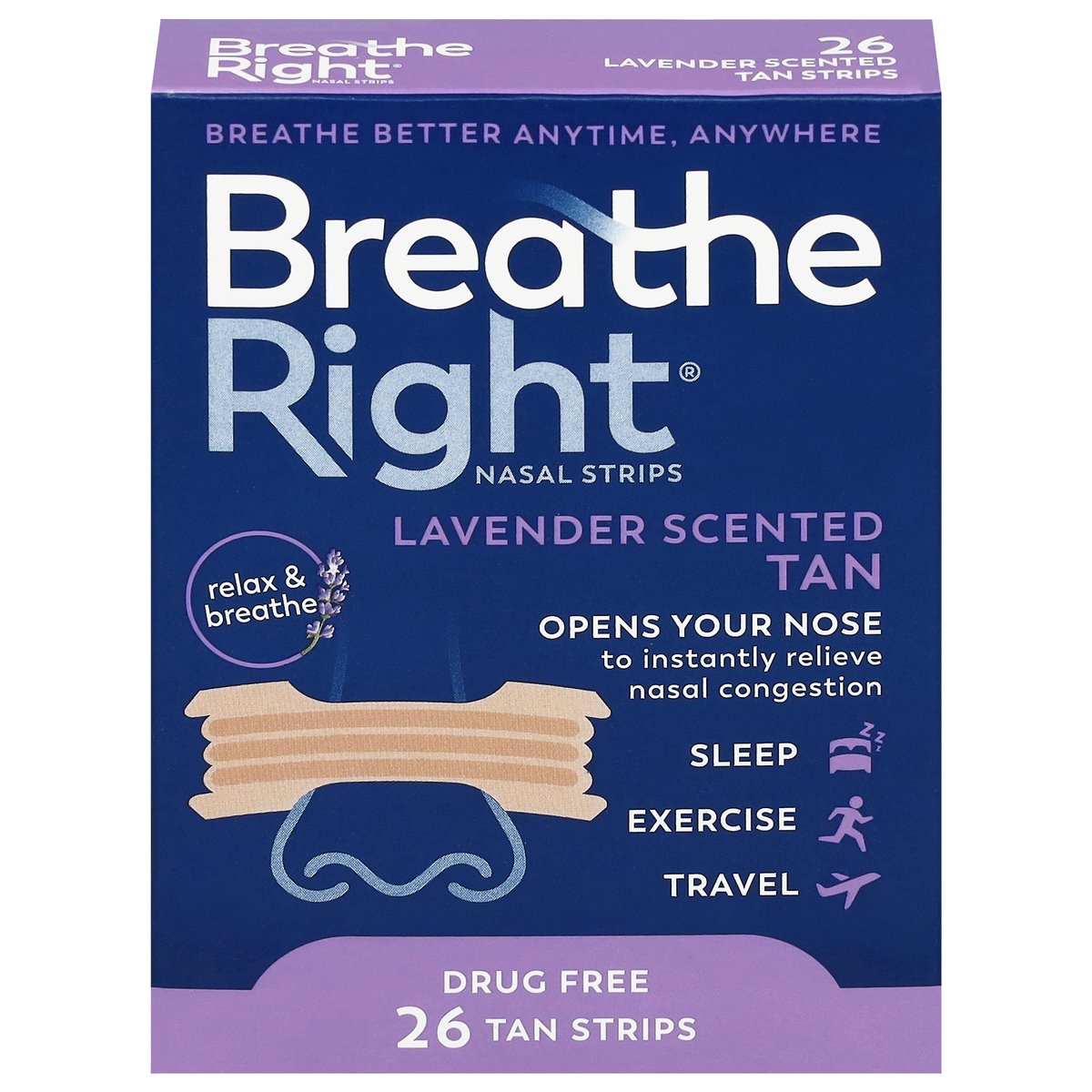 Breathe Right® Nasal Strips – Tan – Lavender Scented Medicine & Drugs Pasteur Pharmacy