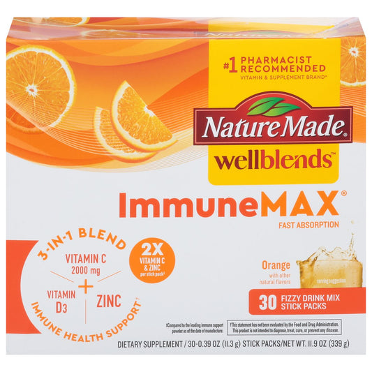 Nature Made Wellblends Fizzy Drink Mix, Immune Max, 1500 Mg, Stick Packs, Orange Vitamins & Supplements Pasteur Pharmacy