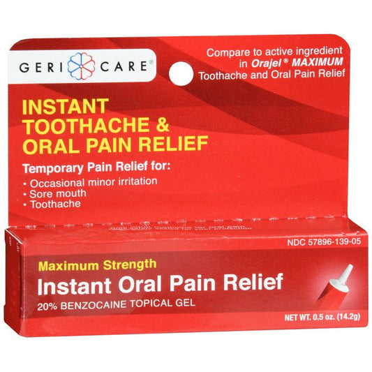 Geri Care Instant Oral Pain Relief Max Gel 0.5oz Oral Care Pasteur Pharmacy