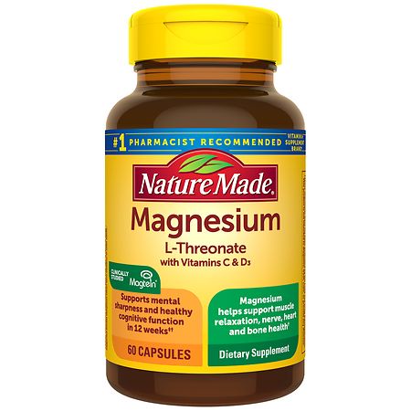 Nature Made Magnesium L-Threonate With Vitamin C & D3 Capsules - 60ct Vitamins & Supplements Pasteur Pharmacy