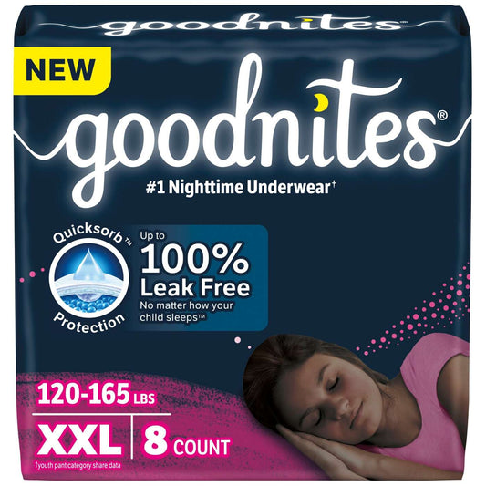Goodnites Girls' Nighttime Underwear, Size XXL (120-165 Lbs) Diapers Pasteur Pharmacy