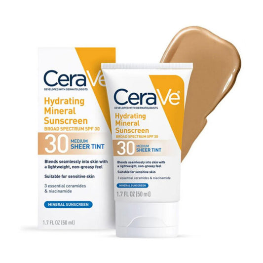 CeraVe Hydrating Mineral Sunscreen SPF 30 | 100% Mineral Face Lotion with Zinc Oxide & Titanium Dioxide | 1.7 oz Sunscreen Pasteur Pharmacy