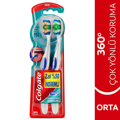Brosse à dents Colgate 360° Soins bucco-dentaires complets - Brosse à dents manuelle avancée pour un nettoyage complet