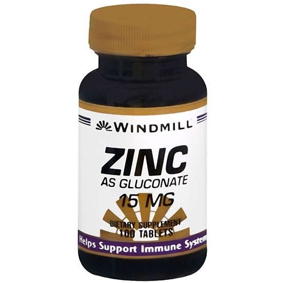 Windmill Zinc As Gluconate 15 Mg Vitamins & Supplements Pasteur Pharmacy