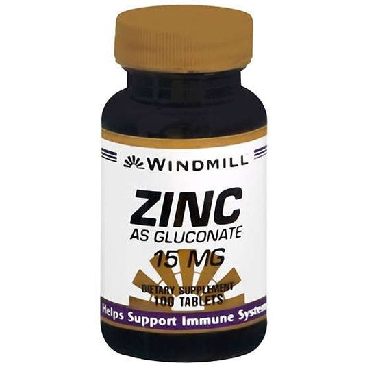 Windmill Zinc As Gluconate 15 Mg Vitamins & Supplements Pasteur Pharmacy