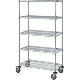 Quantum Storage Systems M2460C47-5 Chrome Wire Shelving 5-Shelf Stem Caster Cart - 74 In Storage & Organization Pasteur Pharmacy