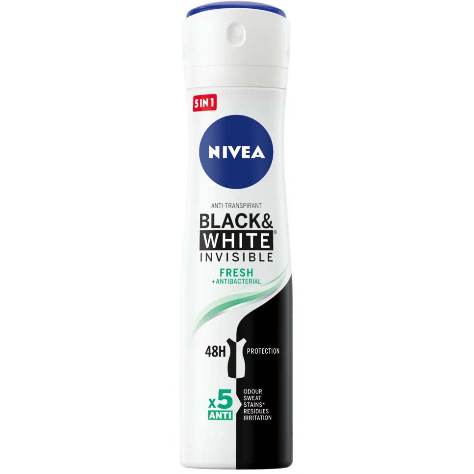 Nivea Deodorant Spray Invisible Black & White Fresh 150Ml Deodorant Pasteur Pharmacy