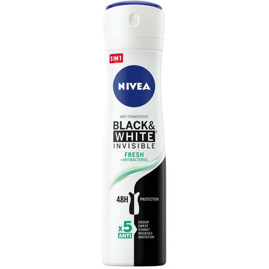 Nivea Deodorant Spray Invisible Black & White Fresh 150Ml Deodorant Pasteur Pharmacy
