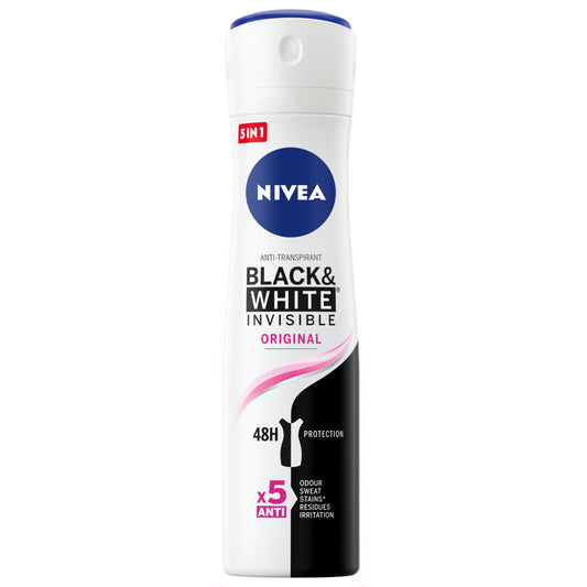 Nivea Deodorant Spray Invisible For Black & White Clear, 150 Ml Deodorant Pasteur Pharmacy