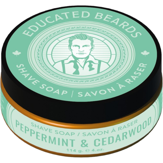 Educated Beards Peppermint & Cedarwood Shave Soap 4 oz Shave Soap Pasteur Pharmacy