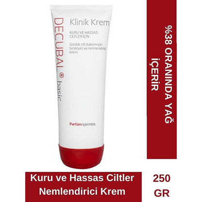 Crème hydratante Decubal pour peaux sèches et sensibles - Riche en glycérine et en lanoline, sans parfum, 250 g