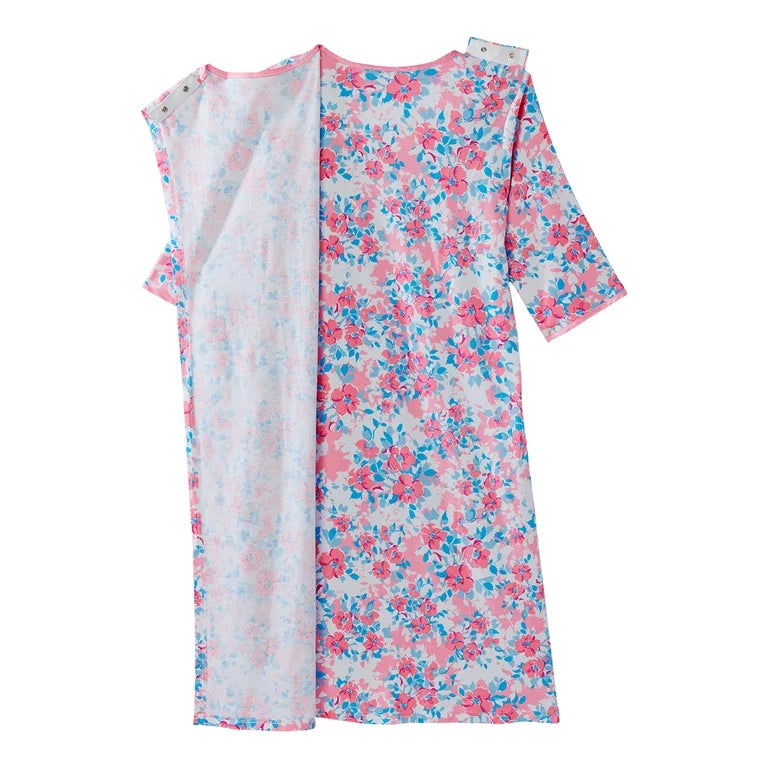 Women's Open Back Nightgown – Cherry Blossom Print, Medium Size Clothing Pasteur Pharmacy