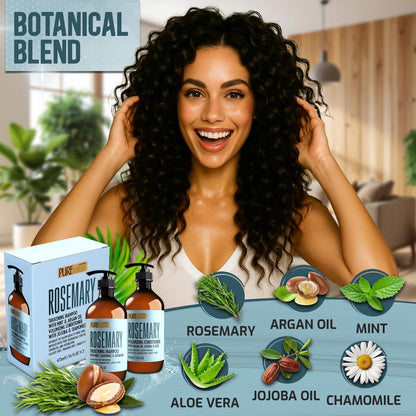 Rosemary Shampoo and Conditioner Set 16 Fl Oz Set of 2 Sulfate Free Formula with Mint Volumizing Products and Thickening Care for Thinning Hair Women and Men