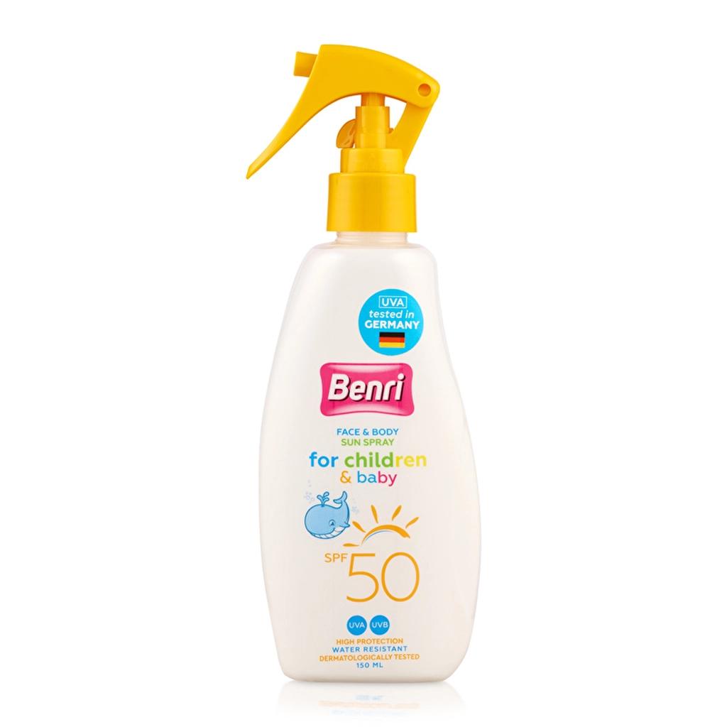 Spray solaire haute protection pour enfants et bébés Benri SPF 50 150 ml