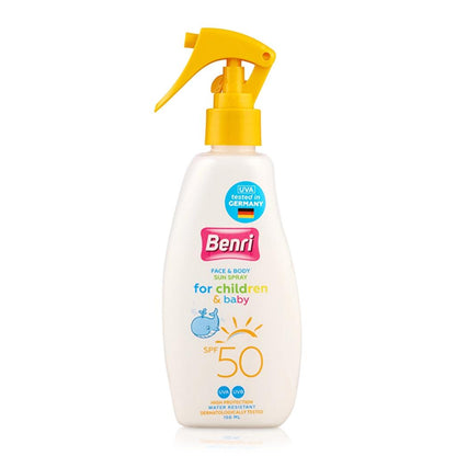 Spray solaire haute protection pour enfants et bébés Benri SPF 50 150 ml