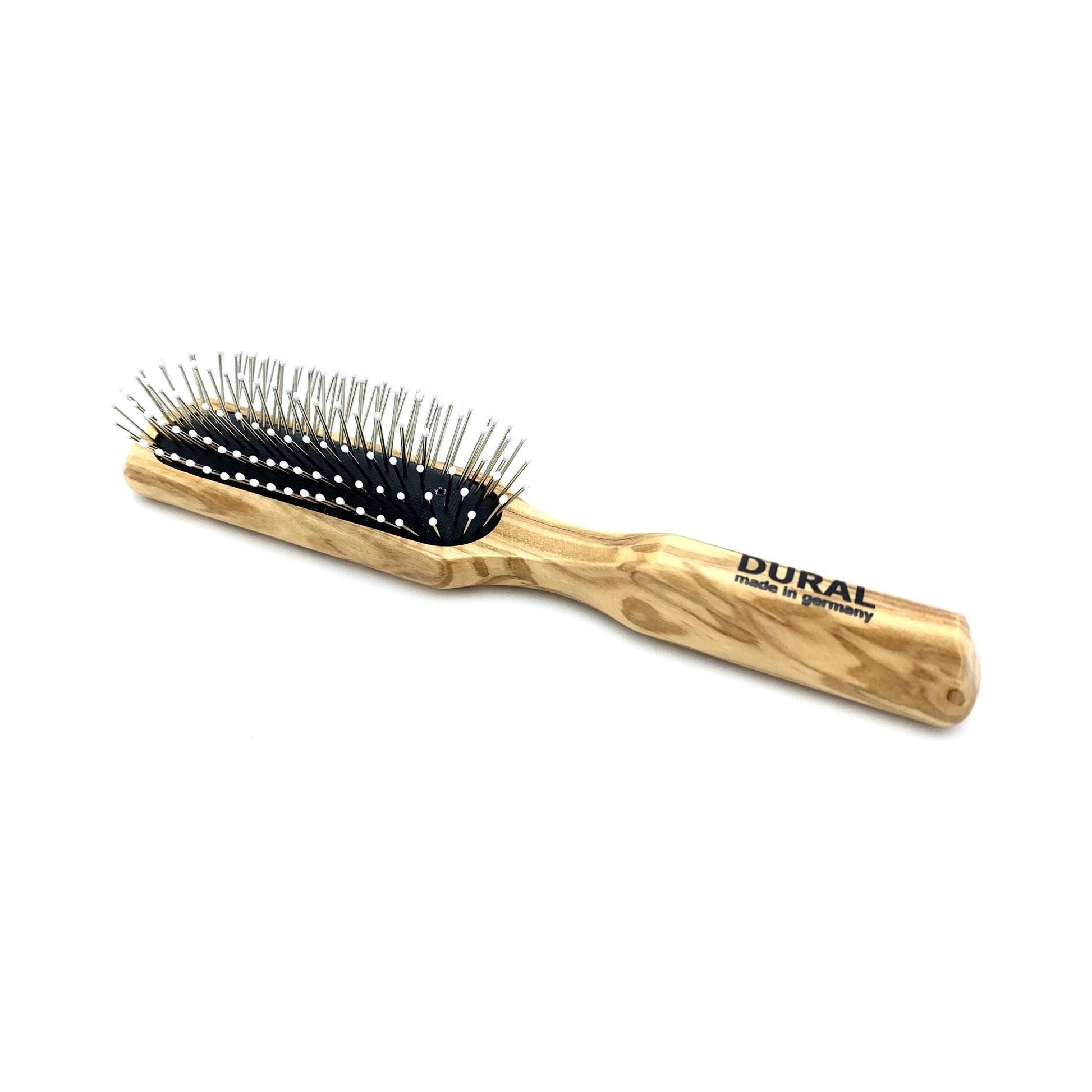 Dural Hair Brush For Styling & Care Rubber Cushion Steel Pins With Plastic Tips Olive Wood Hair Brush Pasteur Pharmacy