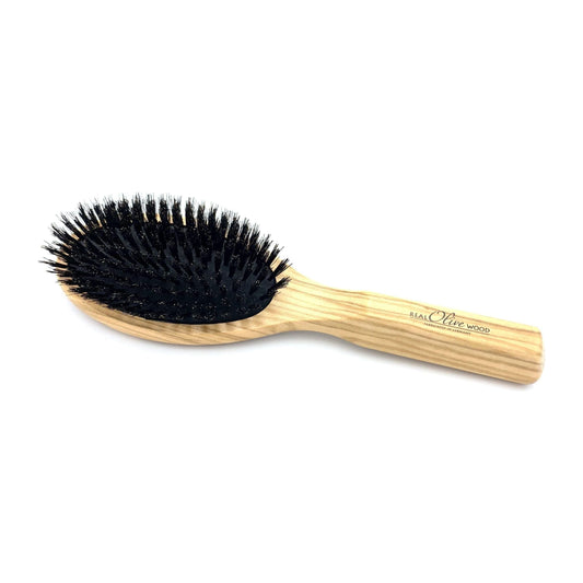 Brosse à cheveux Dural pour le coiffage et l'entretien, coussin en caoutchouc avec poils de sanglier, bois d'olivier