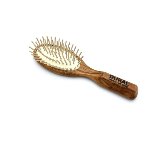 Brosse à cheveux Dural pour le coiffage et le soin, coussinet en caoutchouc avec picots en bois, bois d'olivier