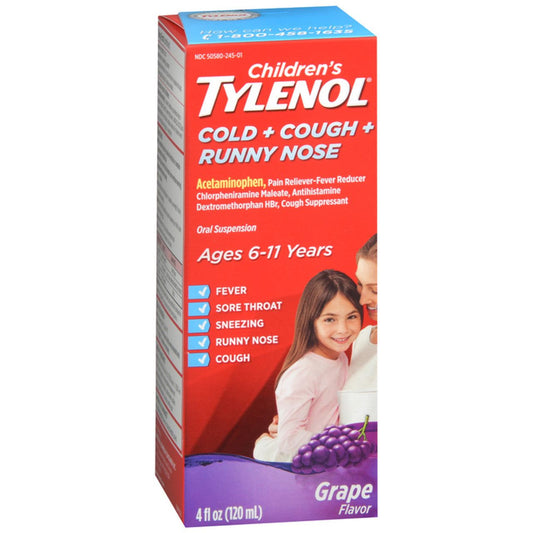 Children's Tylenol Cold + Cough + Runny Nose, Grape Flavor 4 Fl Oz Health & Beauty Pasteur Pharmacy