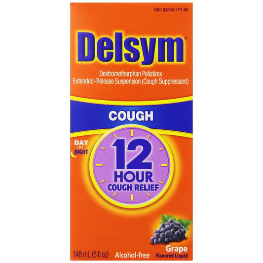 Delsym Cough Relief, 12 Hr, Day Or Night, Grape Flavored 5 Fl Oz Health & Beauty Pasteur Pharmacy