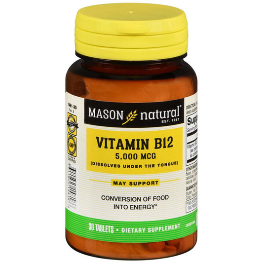 Mason Natural Vitamin B-12 Sublingual 5000 Mcg, 30 Tablets Vitamins & Supplements Pasteur Pharmacy