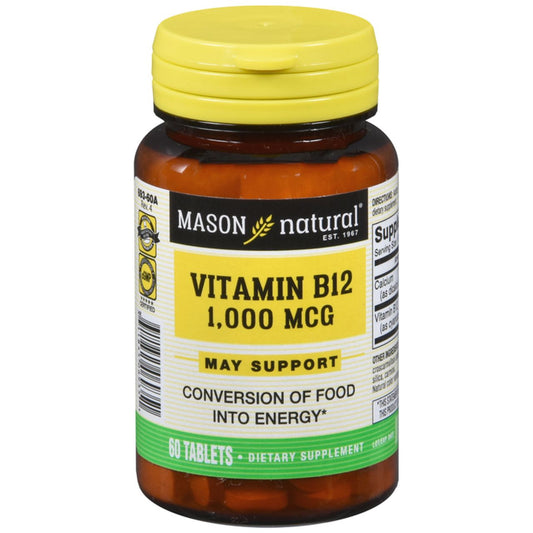 Mason Natural 1000 Mcg B-12 60 Tablets Vitamins & Supplements Pasteur Pharmacy