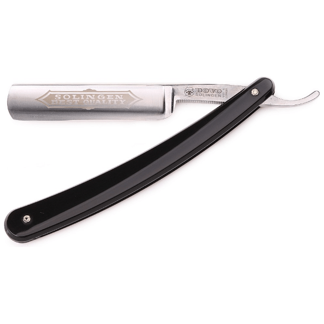 Dovo Best Quality 5/8" Full Hollow Carbon Steel Straight Razor - Black Celluloid Straight Razor Pasteur Pharmacy
