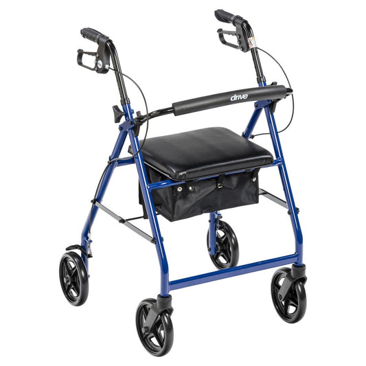 Drive Medical Blue Rollator Walker With Fold Up Removable Back Support Padded Seat Walkers Pasteur Pharmacy
