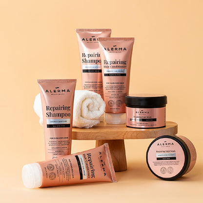 Champú sin sulfatos Alerma para cabello dañado: cuidado capilar reparador, nutritivo y libre de crueldad animal con aceite de argán y Prokapil