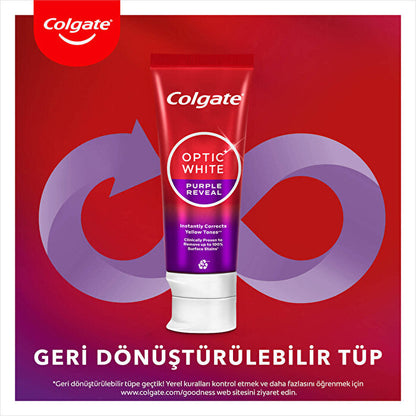 Pasta de dientes Colgate Optic White Purple Reveal 75 ml - Fórmula blanqueadora
