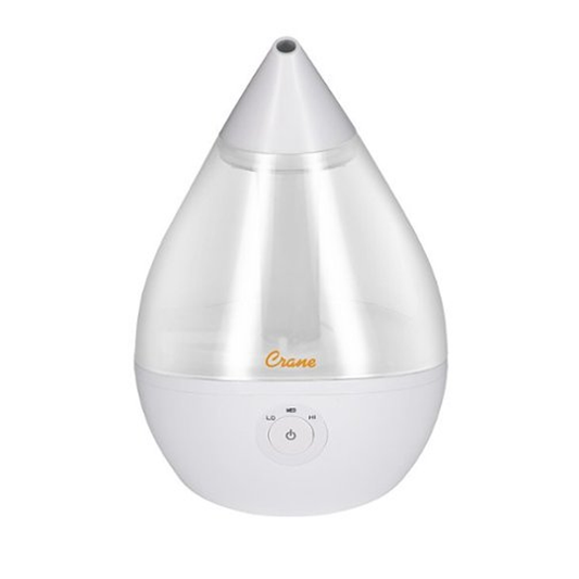 Crane Droplet 0.5 Gallon Ultrasonic Cool Mist Humidifier, Clear/White Humidifiers Pasteur Pharmacy