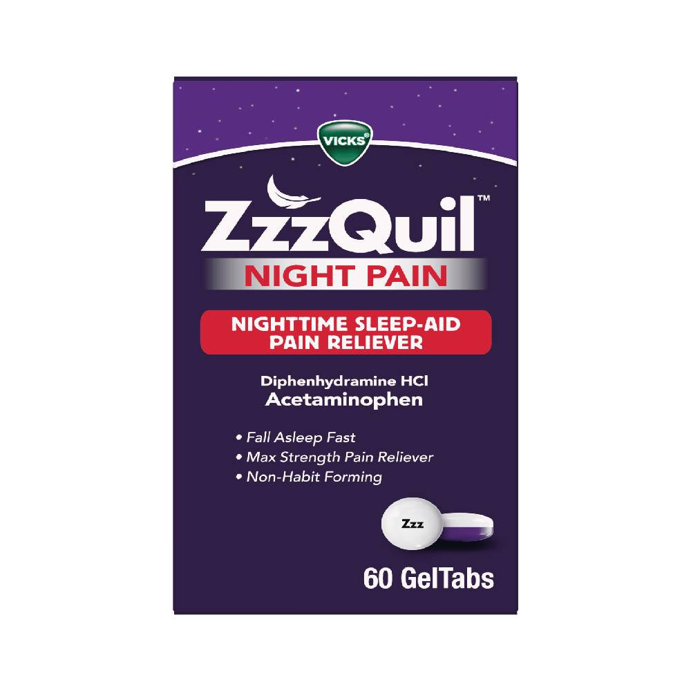 Vicks Zzz Quil Sleep Aid/Pain Reliever, Nighttime, Night Pain, Geltabs Personal Care Pasteur Pharmacy