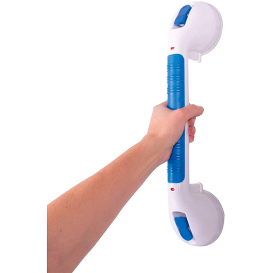 Carex Ultra Grip Xtra 16-inch Suction Grab Bar – No-Tools Safety Rail, White/Blue Bathroom Accessories Pasteur Pharmacy