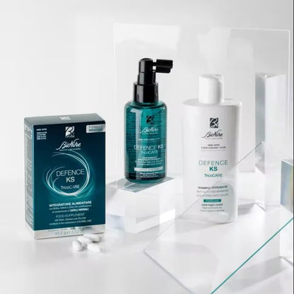 Champú anticaída BioNike Defence KS - Fórmula suave enriquecida con biotina y niacinamida para cabello debilitado, 200 ml