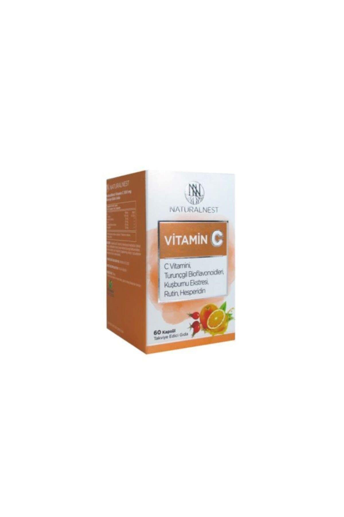 Naturalnest Vitamin C Supplement - 1000mg per 2 Capsules, 60 Count - Immune System Support & Antioxidant Supplement