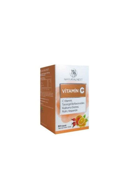 Suplemento de vitamina C Naturalnest - 1000 mg por 2 cápsulas, 60 unidades - Apoyo al sistema inmunológico y suplemento antioxidante