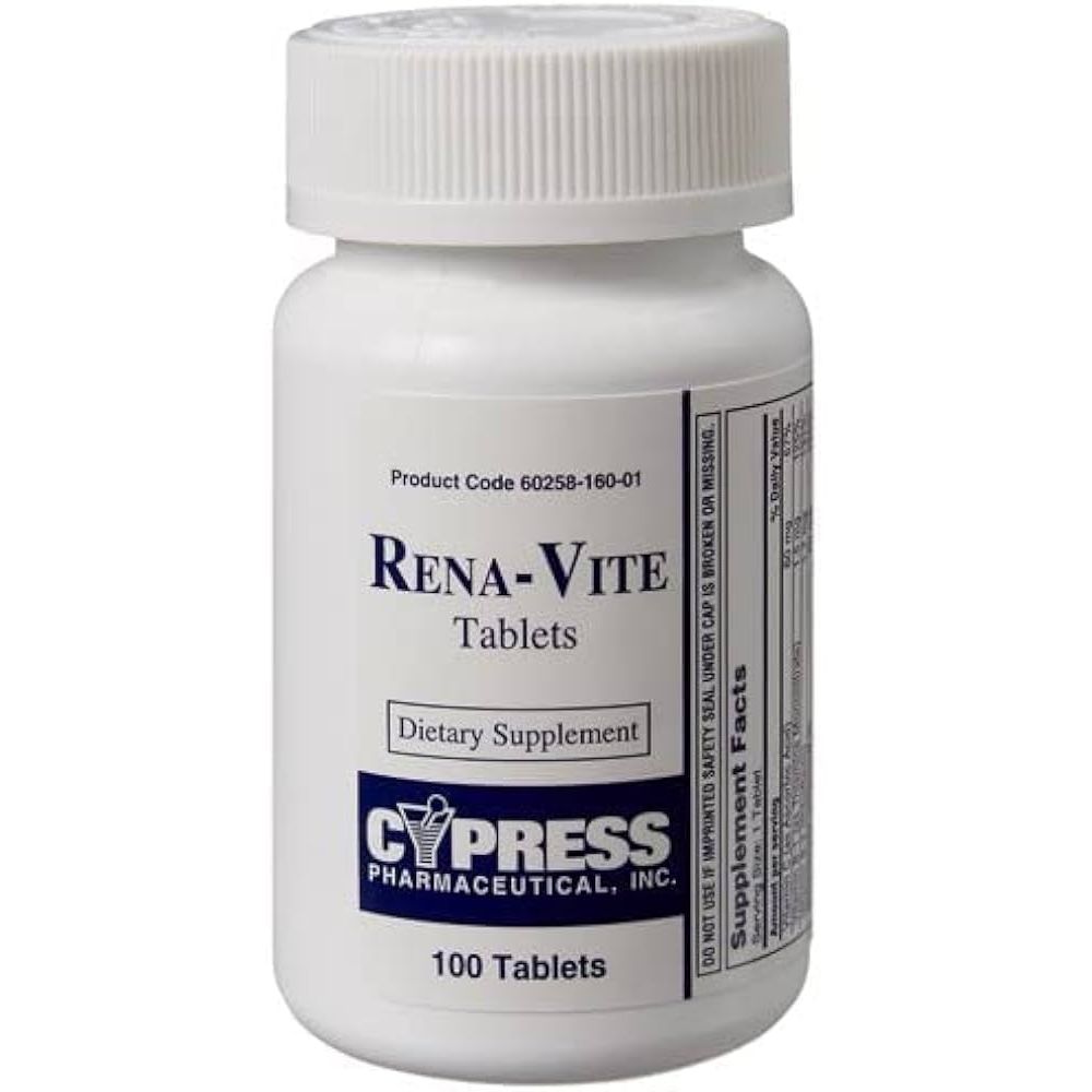 Rena-Vite Suplemento Dietético, Fórmula Especializada de Vitaminas Renales, 100 Cápsulas