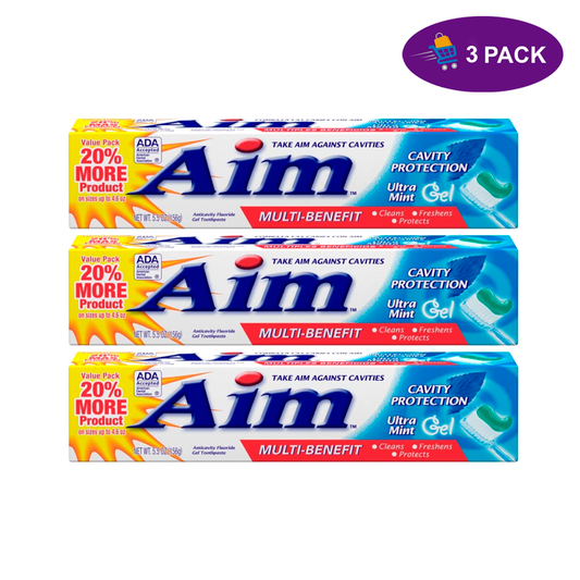 Aim Cavity Protection Ultra Mint Gel Toothpaste Value Pack, 5.5 Oz Toothpaste Pasteur Pharmacy
