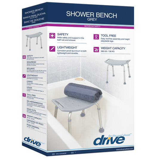 Drive Medical Bathroom Safety Shower Tub Bench Chair, Gray Chairs Pasteur Pharmacy