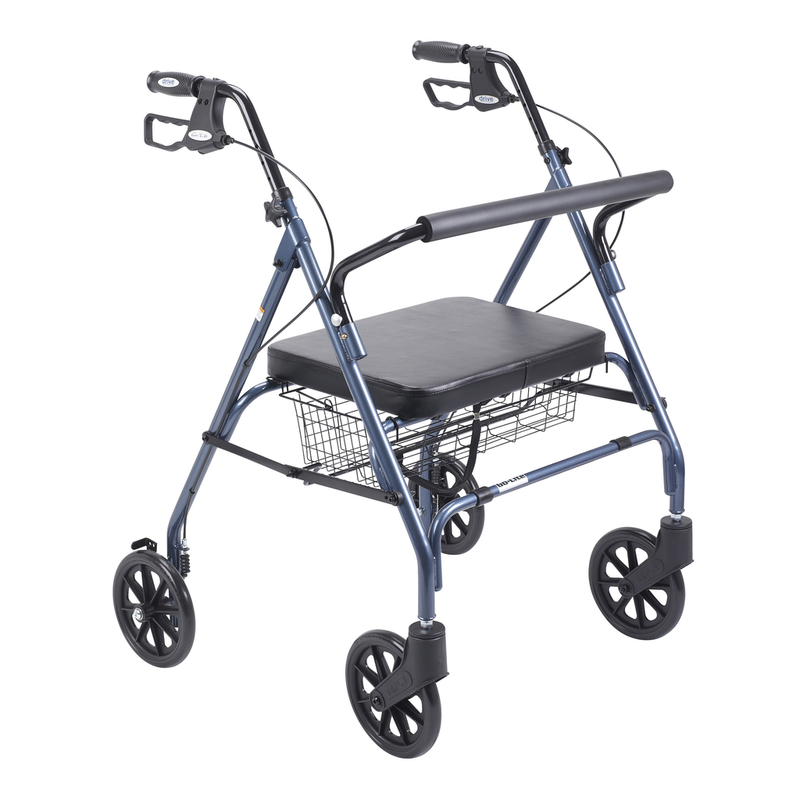 Drive Medical Heavy Duty Bariatric Blue Rollator Walker With Large Padded Seat Walkers Pasteur Pharmacy