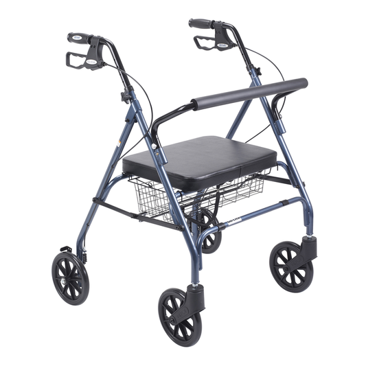 Drive Medical Heavy Duty Bariatric Blue Rollator Walker With Large Padded Seat Walkers Pasteur Pharmacy