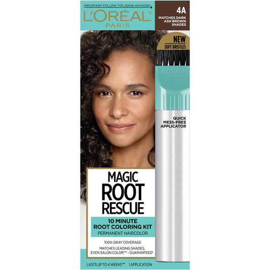 L'Oreal Paris Magic Root Rescue 10 Minute Hair Coloring, 4A Dark Ash Brown, 1 Kit Hair Color Pasteur Pharmacy