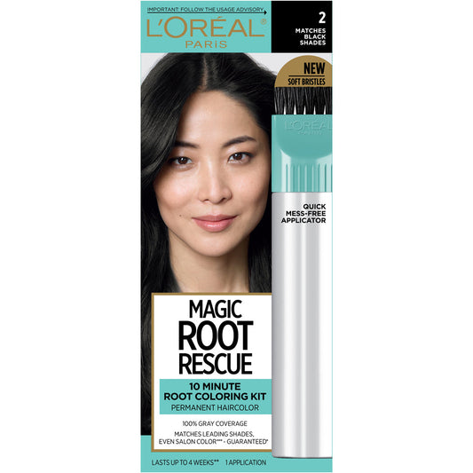 L'Oreal Paris Magic Root Rescue 10 Minute Hair Coloring, 2 Black, 1 Kit Hair Color Pasteur Pharmacy