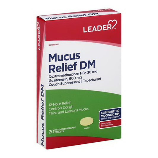 Leader Health Care Mucus Relief DM 600 Mg Cough Extended Release Tablets Medicine & Drugs Pasteur Pharmacy