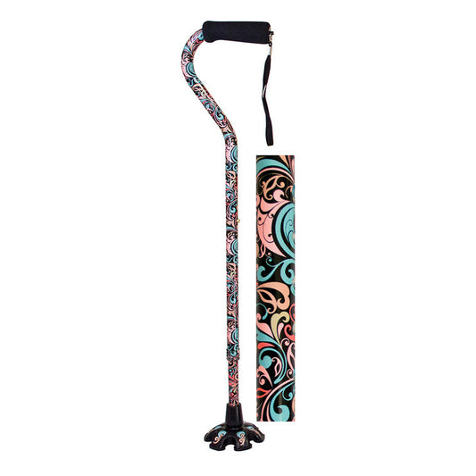 Essential Medical Supply Couture Offset Cane With Matching Standing Tip, Celebration Pattern Canes & Walking Sticks Pasteur Pharmacy