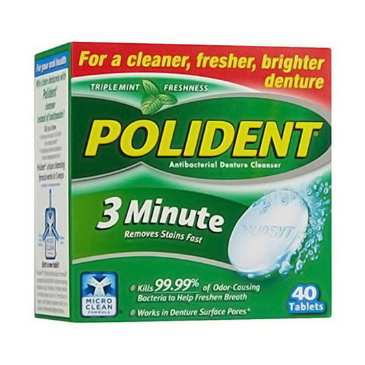 Polident 3 Minute Triple Mint Antibacterial Denture Cleanser Tablets Oral Care Pasteur Pharmacy