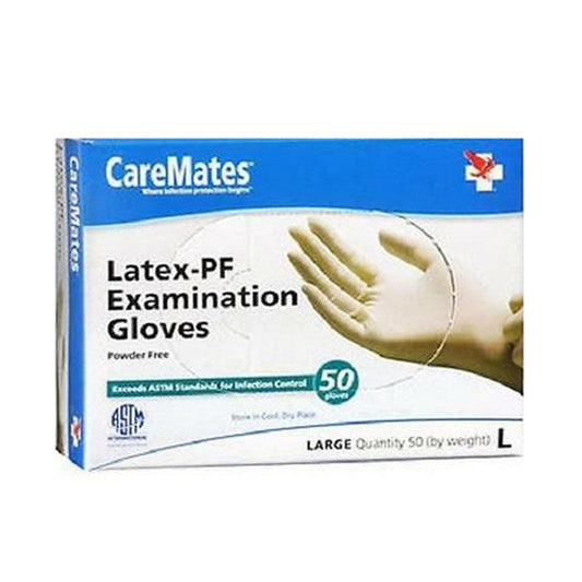 CareMates Latex Exam Gloves – Powder-Free & Non-Sterile – Large, 50 ct Disposable Gloves Pasteur Pharmacy